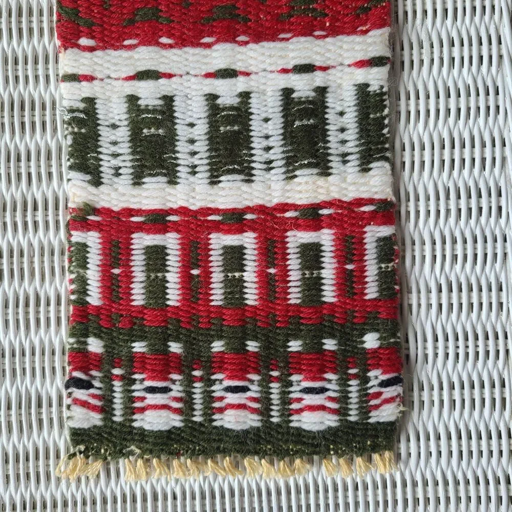 Vintage Artisan Handwoven Christmas Holiday Tapestry Table Decor Or Wall Hanging
